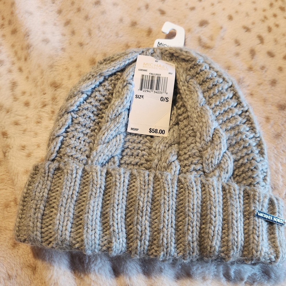Michael Kors Kids Light Gray Cable Knit Hat